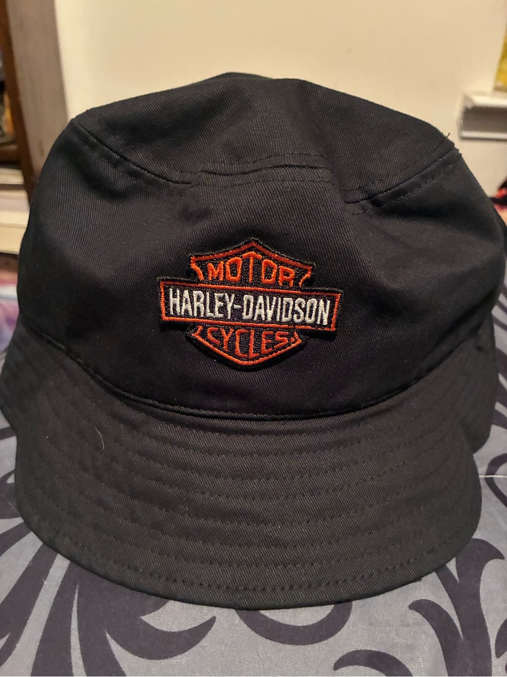 Harley-Davidson Black Bucket Hat with Orange Logo